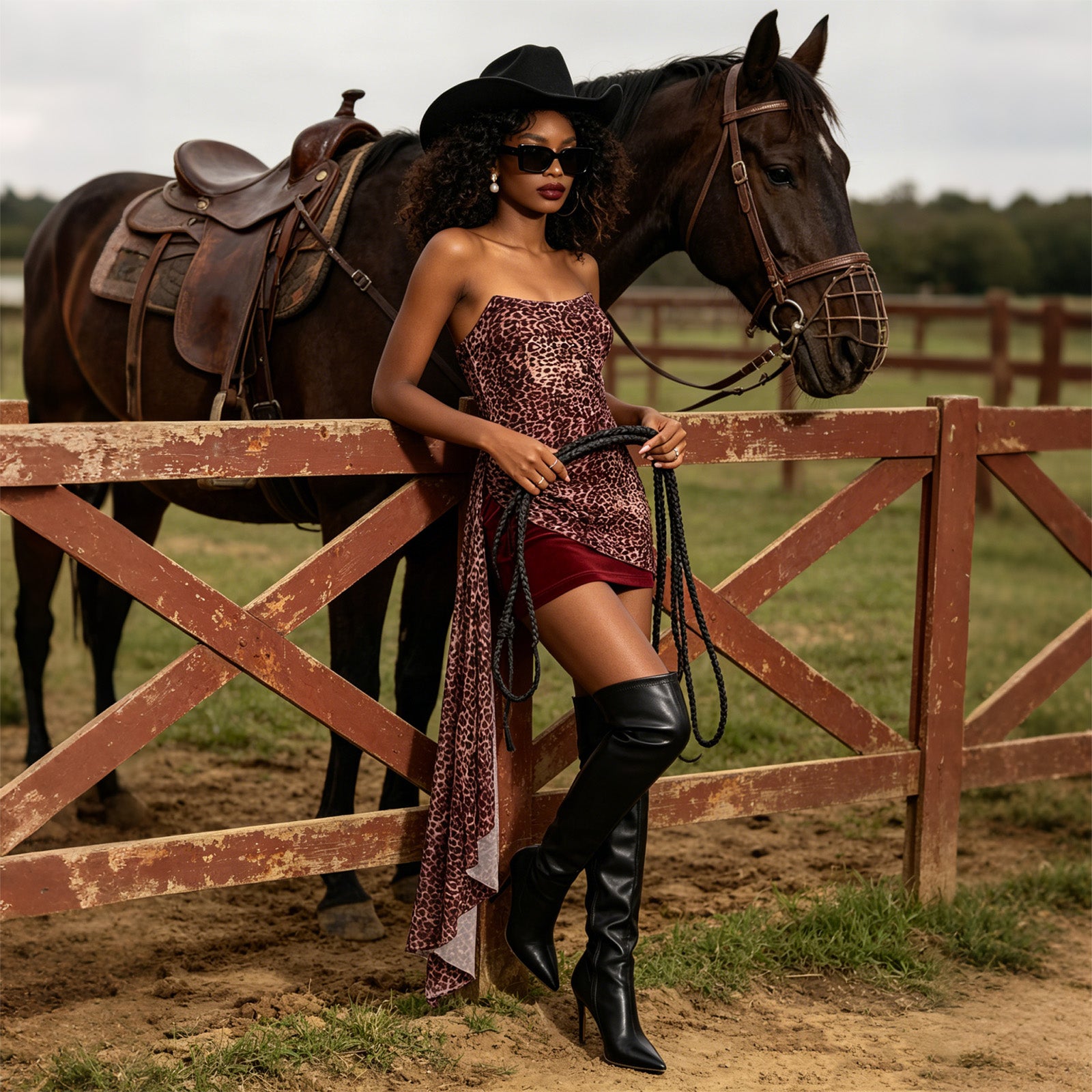 full length leopard print strapless asymmetric mini dress on model