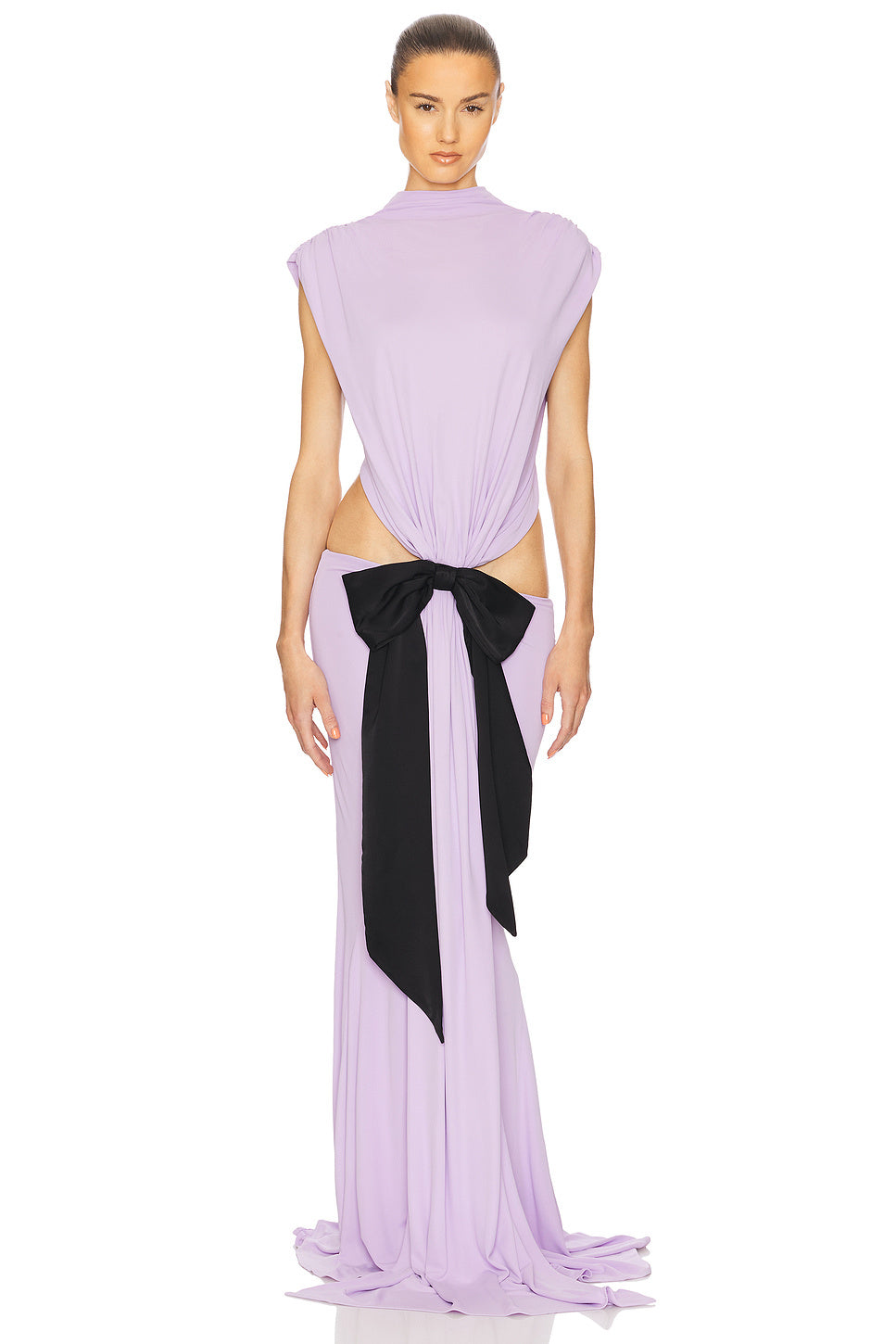 Mermaid Maxi Dress — Cutout Waist & Bow