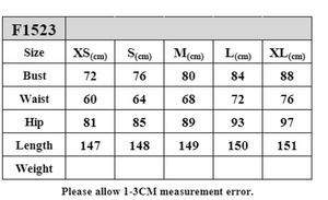 Size Chart for One-Shoulder Cutout High Slit Maxi Dress