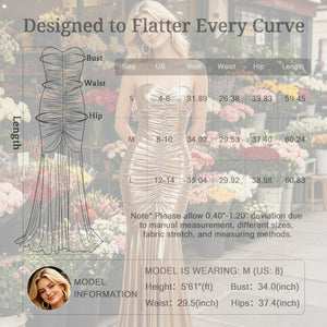 gold sweetheart mermaid gown for women size chart measurement guide